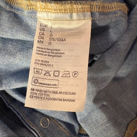 & Denim Western Shirt Dress with Pearl Snap Buttons and Pockets Size Large - Picture 5 of 8